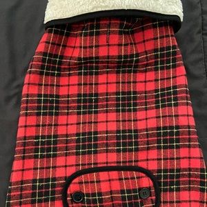 NWT DOG SHERPA FLEECE BLACK & PLAID COAT JACKET M